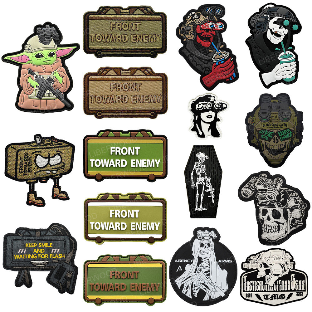ปักด้านหน้า Toward Enemy ยุทธวิธี Patch Touch Fastener Badge PVC ยางกล้องโทรทรรศน์ Ageency Arms Emblem Appliques