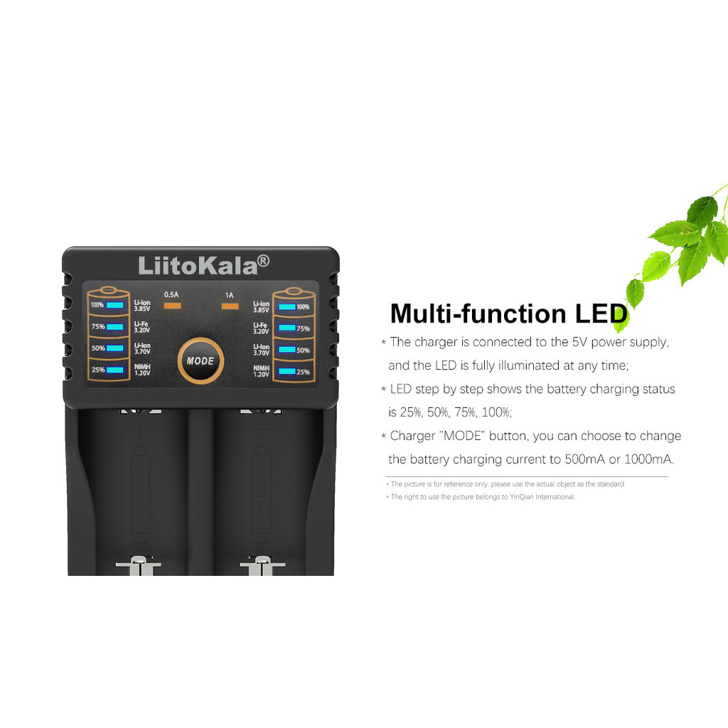 18650 19800mAh แบตเตอรี ่ ลิเธียมไฟฉายแบตเตอรี ่ แบบชาร ์ จไฟได ้ 3.7V + Liitokala Lii-202 2slot USB charger - รูปที่ 6