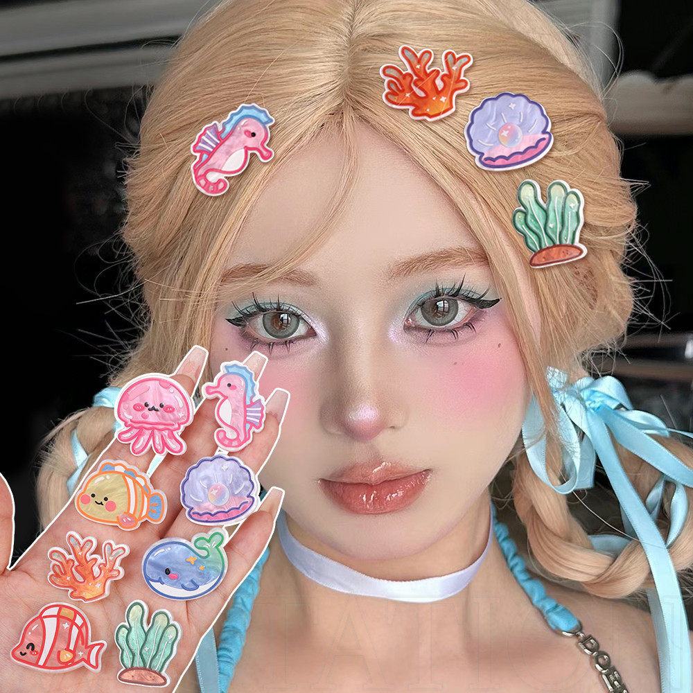 การ์ตูนสัตว์ทะเลรูปแบบกิ๊บ-สาวเรียบ ก ขยะ กิ๊บ-หวานน่ารักอะคริลิปลาแมงกะพรุนรูปแบบปะการัง-เด็กBB ปิ่นปักผม-อุปกรณ์ผมยอดนิยม