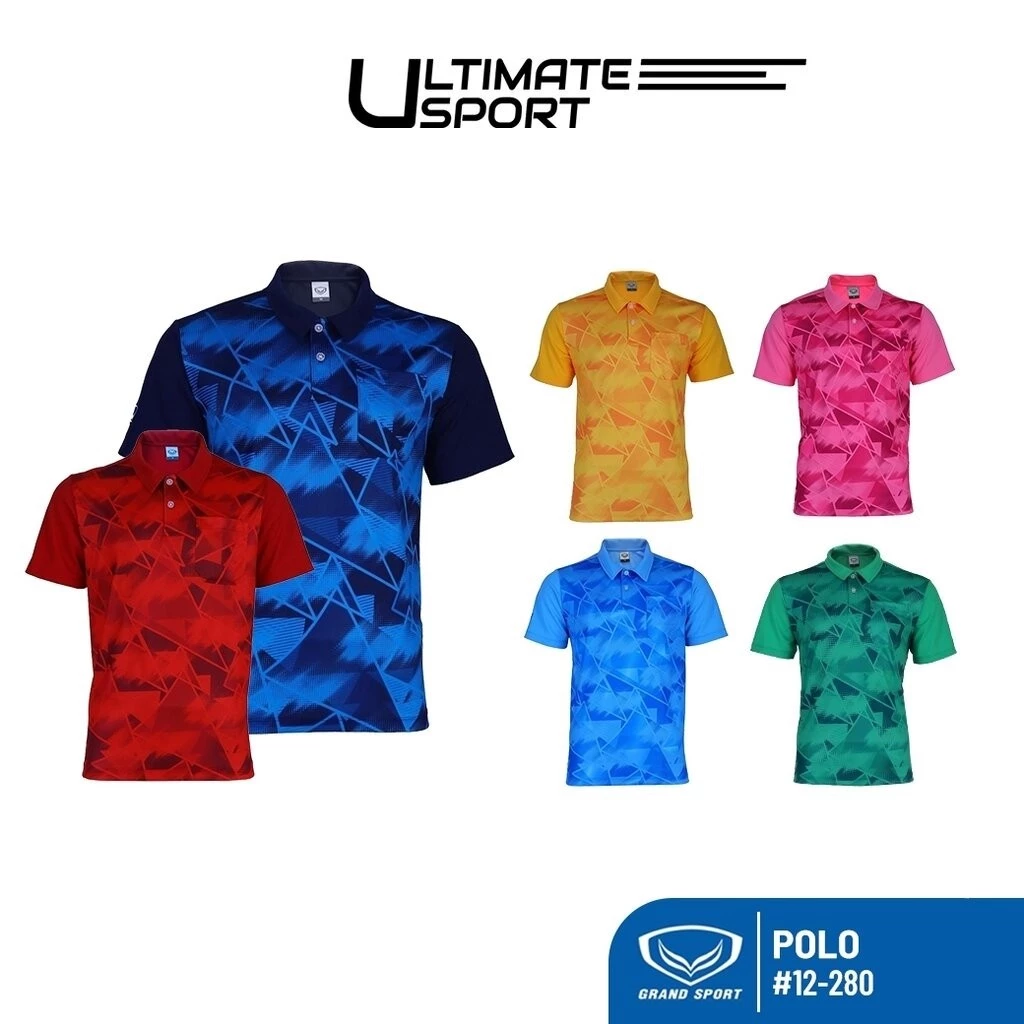 Grand Sport เสื้อโปโล เสื้อคอปก แกรนด์สปอร์ต 2024 รหัส 12-280 - สีฟ้า/กรมท่า/เขียว/แดง/ชมพู/เหลือง