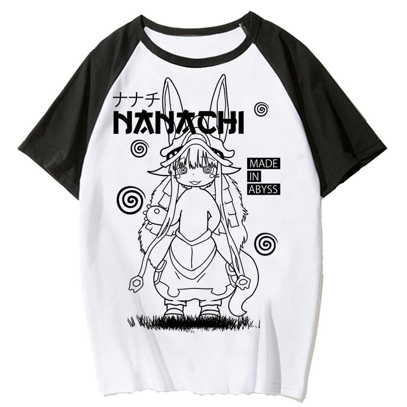 Made in abyss เสื ้ อผ ้ าชายมังงะวินเทจ grunge เสื ้ อยืดสีขาว y2k เสื ้ อผ ้ าความงาม