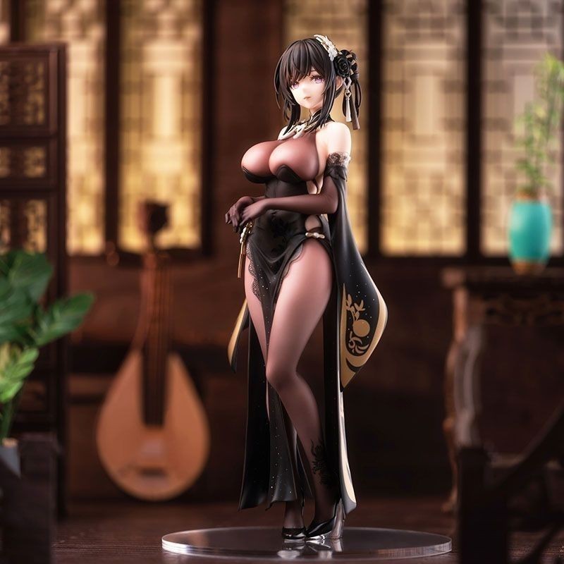 Azur Lane อะนิเมะตัวละครรุ่น Cheongsam Zhenhai ตุ๊กตาตกแต่ง Qi Luxury Court VER. เครื่องประดับตุ๊กตาอนิเมะสาวสวยเซ็กซี่สองมิติ