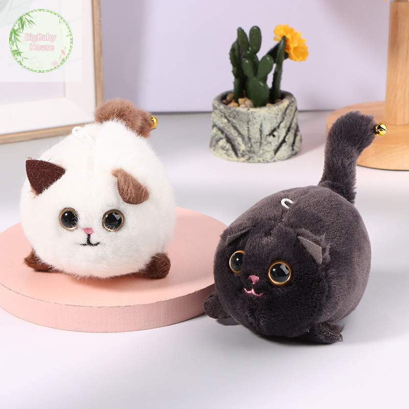 Bigbabyhouse น่ารักการ์ตูนตุ๊กตาแมวตุ๊กตาพวงกุญแจ Creative Tail Wiggle แมวตุ๊กตาสัตว์ของเล่นกระเป๋าจี้สําหรับของขวัญเด็ก VN