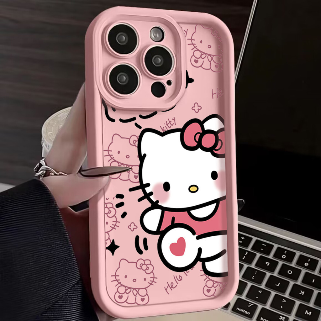 สําหรับiPhone 16 17 15 14 13 12 11 Pro Max 16e iPhone 7 8 14 15 Plus iPhone XR X XS Max 12 13 Miniเคสโทรศัพท์น่ารักKittyซิลิโคนอ่อนนุ่ม