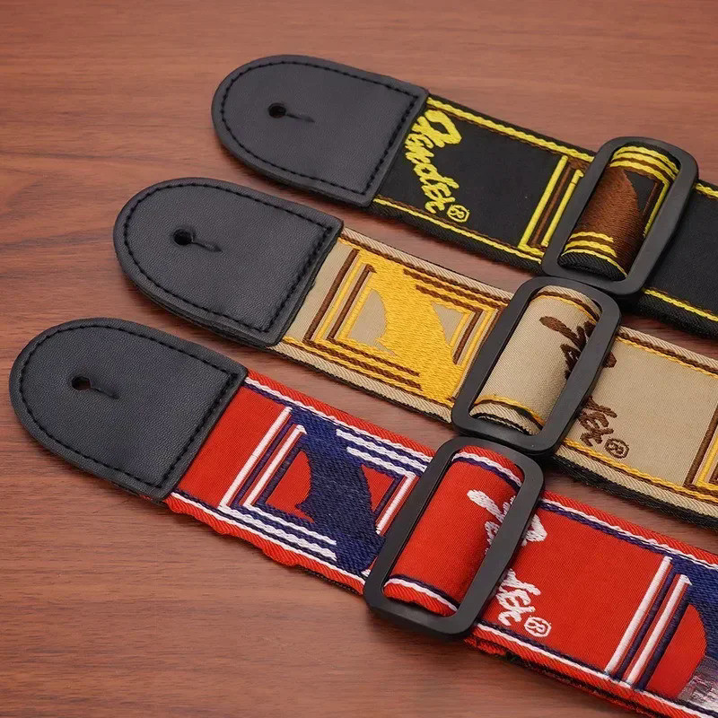 Original Acoustic Electric Guitar Acoustic Guitar Strap 1 ชิ ้ นปักคลาสสิกสายคล ้ องไหล ่ ไม ้