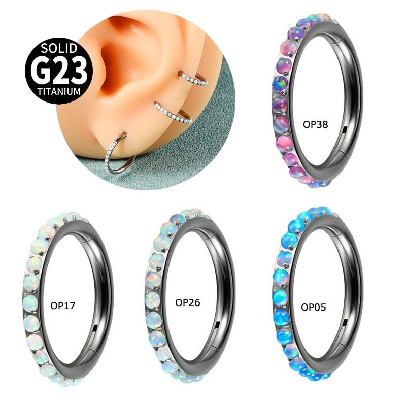 1 ชิ ้ น G23 ไทเทเนียมโอปอลกระดูกอ ่ อน Helix Tragus Rook เจาะ 16Gauge แหวนห ่ วงจมูก