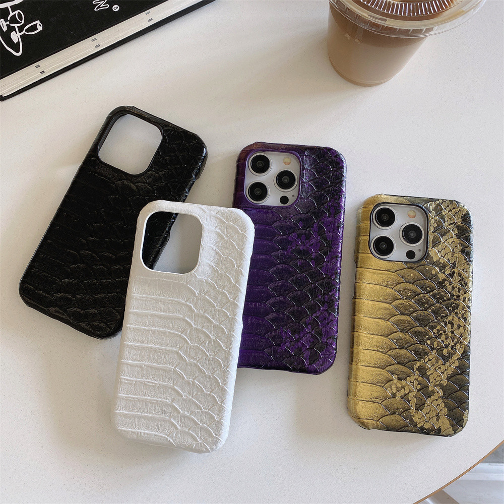 คุณภาพสูงงูผิวรูปแบบหนังสําหรับiphone 15 14 13 12 11 Pro Max 15plus 15promax Hard Back Cover Shockทนมือถือปลอก