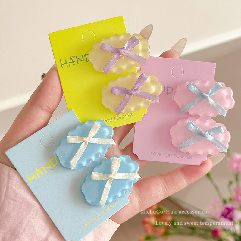 ใหม ่ โบว ์ ริบบิ ้ น Hairpin สุภาพสตรีน ่ ารัก Duckbill คลิป