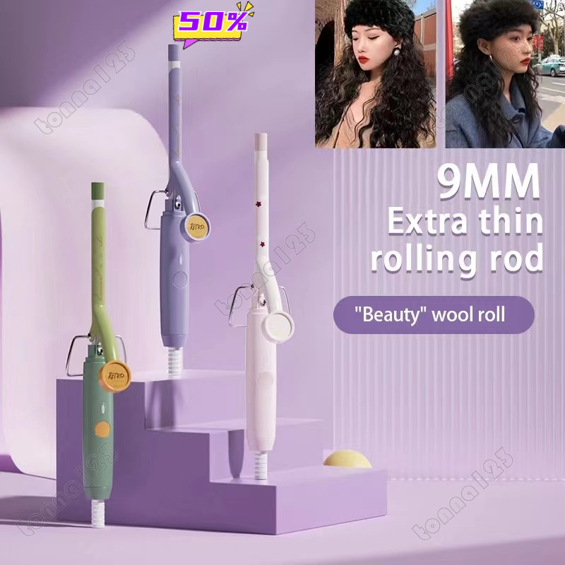 มินิดัดผม9มิลลิเมตรไฟฟ้าดัดผมเหล็กมืออาชีพเซรามิกดัดผมคันคลื่นดัดผมเหล็กเครื่องมือจัดแต่งทรงผม