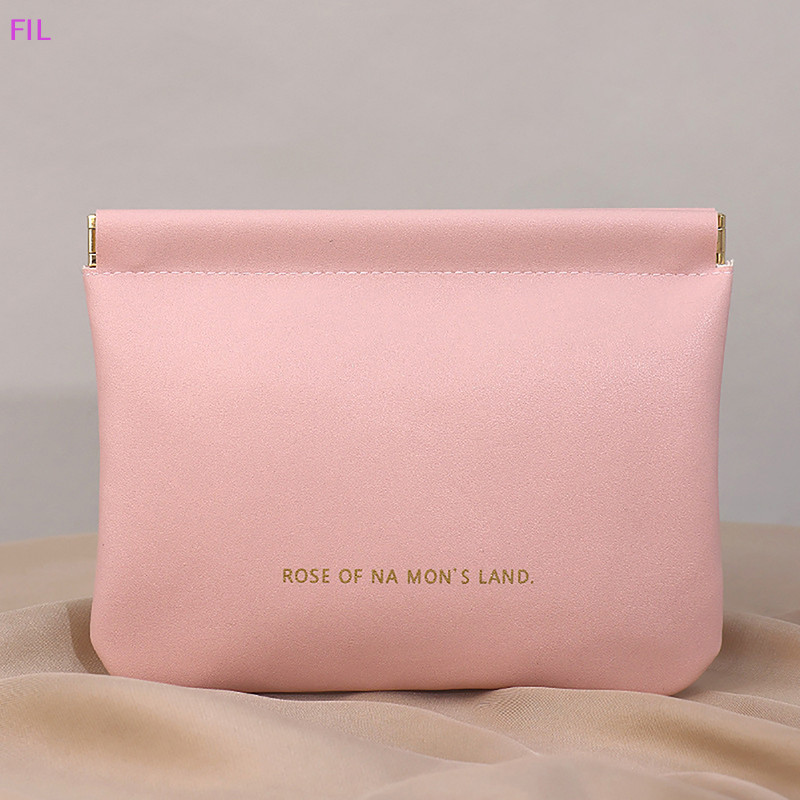 Fil กระเป๋าสตางค์ หนัง PU แบบพกพา พร้อมฝาปิดในตัว สําหรับใส่เหรียญ ลิปสติก เครื่องสําอาง