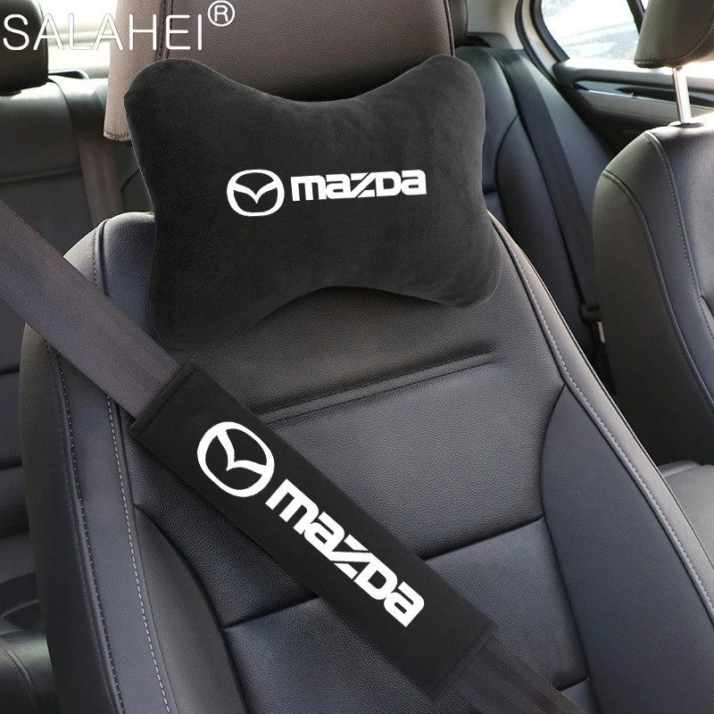 ใหม่รถคอหมอนHeadrestเข็มขัดนิรภัยสายคล้องไหล่PadสําหรับMazda 2 3 5 6 BL BM GJ CX3 CX4 CX5 CX-5 CX8 KE KF CX7 CX9 MX5 CX30