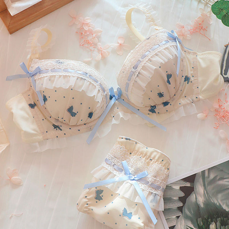Lolita ชุดชั ้ นในหญิงหวานน ่ ารักสาวชุดชั ้ นในลูกไม ้ หน ้ าอกเล ็ กรวบรวมนักเรียนBreathable bra