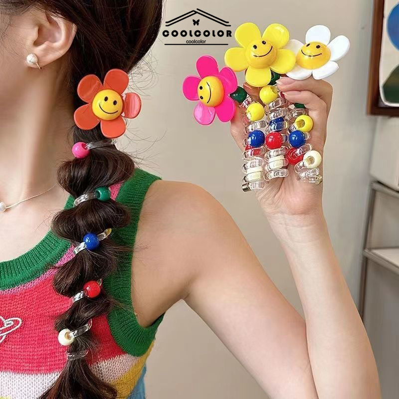 ในไทย ห่วงสปริงเก็บผมยางรัดผมหางม้าความยืดหยุ่นสูงดอกไม้ที่มีสีสันน่ารักหวานสไตล์เกาหลีแฟชั่นสําหรับผู้หญิง.COD