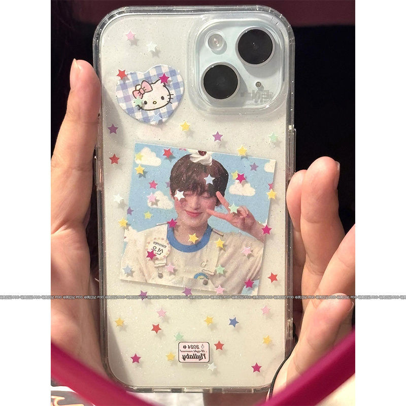 สีดาวน ้ อยเหมาะสําหรับ iPhone15promax เคสโทรศัพท ์ 11 Simple 14/13pro โปร ่ งใส 12 Glitter x/xr/Soft Case/7/8plus GSZ0