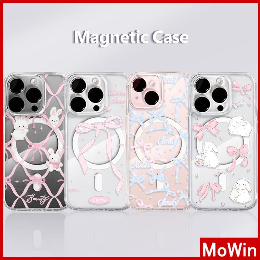 Mowin - สำหรับ iPhone 15 PRO MAX เคส iPhone 11 เสริมสร้างแม่เหล็กอะคริลิคใสกระดานแข็ง TPU กรอบนุ่มกันกระแทก กระต่าย iPhone 14 13 Pro max 12 Pro Max 11 XR XS 7 8Plus max XS XR