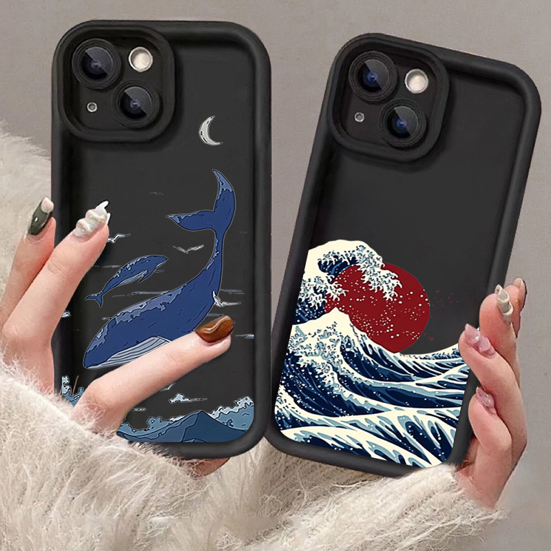 แฟนตาซีปลาวาฬสีแดงsun Sea WavesสําหรับXiaomi Mi 13T 14 Pro Mi 11 Lite 5G NE 13 12T 12X 11T 12 Pro Po