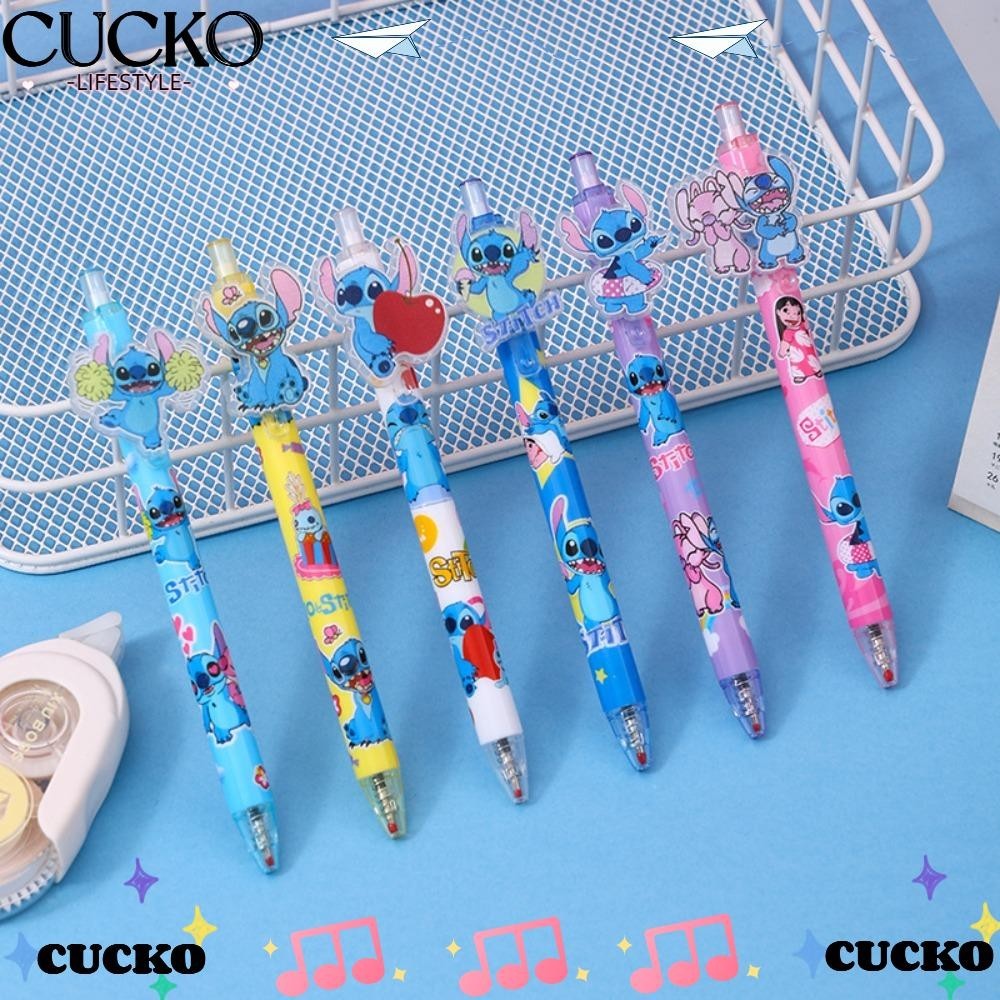 Cucko 12 ชิ้นปากกาเจล,น่ารักพลาสติก Lilo Stitch กดปากกาเจล,อะนิเมะการ์ตูน 0.5 อุปกรณ์เครื่องเขียน Stitch ปากกาเจลสํานักงาน
