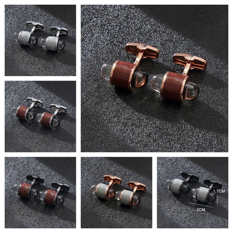 1 คู่ผู้ชาย Creative Classics สไตล์ภาษาฝรั่งเศสคําเสื้อ Cufflinks หรูหราทองแดงสําหรับงานแต่งงาน