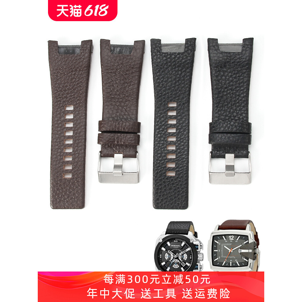32 มม.ผู้ชายประณีต Workmanship เว้าอินเทอร์เฟซสายนาฬิกาหนังแท้สําหรับ Diesel Watchband Dz4246 Dz1273