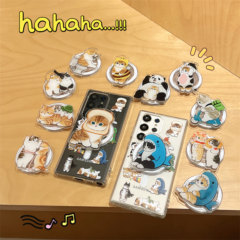 Samsung S24 Ultra Case S23 Ultra Mofusand Magnetic Acrylic Clear Case แม่เหล็กโทรศัพท์ Grip Stand Holder สําหรับ Samsung S24 Plus S23 + S23 S22 Ultra S22 + ฝาครอบกันกระแทก