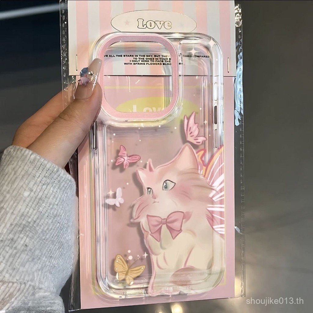 แมวผีเสื้อเหมาะสําหรับ iPhone15 เคสโทรศัพท์มือถือ 14 ยางนุ่ม 13/12promax น่ารัก 78plus/xs Frosted รวมทุกอย่าง 3QDN