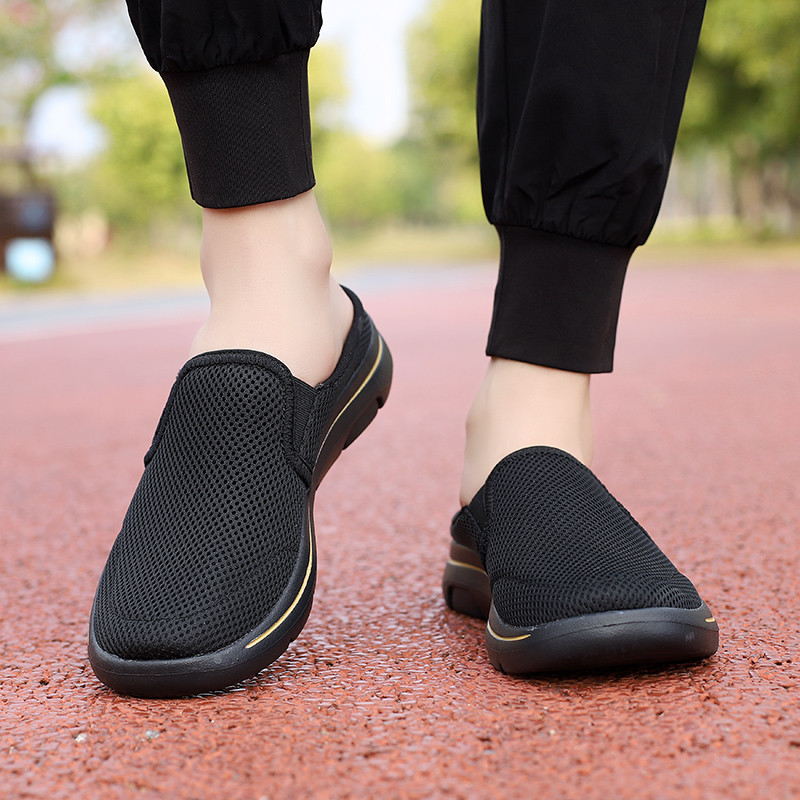 [35-48] คู่น้ําหนักเบา รองเท้าครึ่งตาข่ายผู้ชาย Slip on shoes Causal shoes สําหรับผู้หญิงผู้ชาย