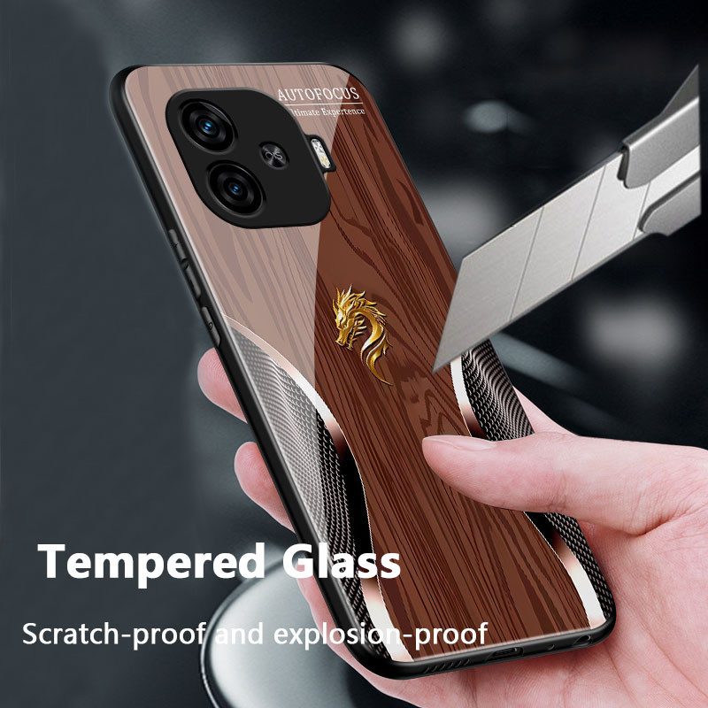 เคส iQOO Z9 Z9X 5G เคส iQOO Z9 Turbo กันกระแทกไม้มังกรแก้วฝาครอบโทรศัพท์พร้อมตัวป้องกันกล้องเคสโทรศัพท์ผู้ชายสไตล์ธุรกิจป้องกันการตกเคสโทรศัพท์ ราคา ถูกที่สุด ดีลบีเคเค แกลเลอรีภาพที่ 4