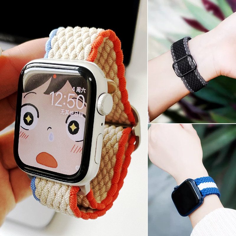 ถักเดี่ยวห่วงสายนาฬิกาข้อมือสําหรับดูสมาร์ทอัลตร้า2 ส10 9 49มิลลิเมตร9 8 5 กับ 3ไนล่อนปรับยืดหยุ่นสําหรับ ฉันดู สาย46มิลลิเมตร44มิลลิเมตร45มิลลิเมตร42มิลลิเมตร41มิลลิเมตร40มิลลิเมตรวงอุป