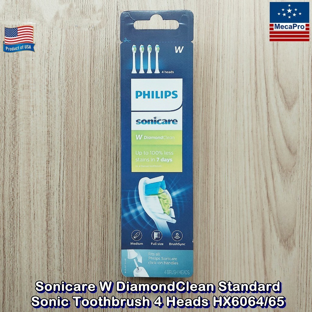 Sonicare W DiamondClean Standard Sonic Toothbrush 4 Heads HX6064/65 หัวแปรงสีฟันไฟฟ้า 4 ชิ้น/แพ็ค