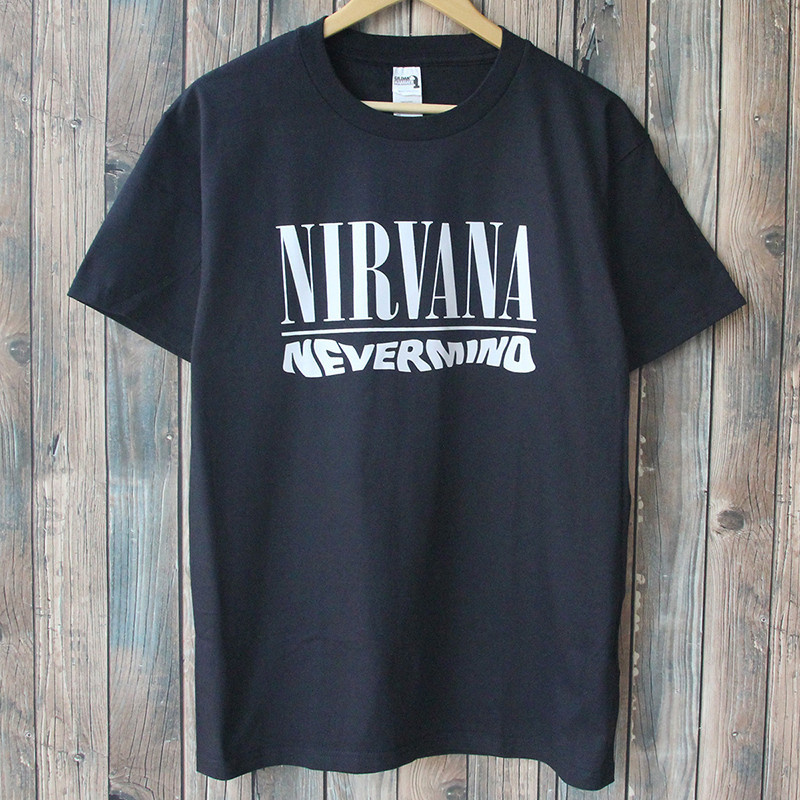 Nirvana เสื้อยืดผ้าฝ้าย 100% Nevermind KURT COBAIN OASIS