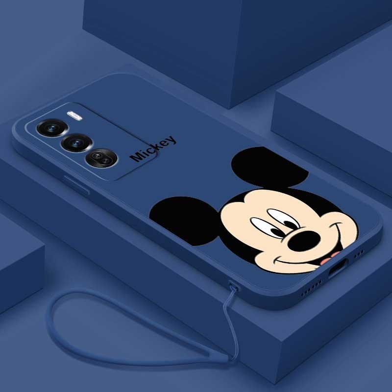 Vivo Y200 5G Y19s หรูหราน่ารัก Mickey Mouse Casing Matte Liquid Silicon Back TPU Soft Case Cover
