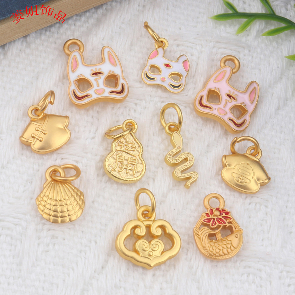 Guochao Fox Demon Little Matchmaker หน้ากากจี้เวียดนามทรายทอง Lucky เสื้อผ้า Ruyi สร้อยข้อมืองูสร้อยคอ diy อุปกรณ์เสริม