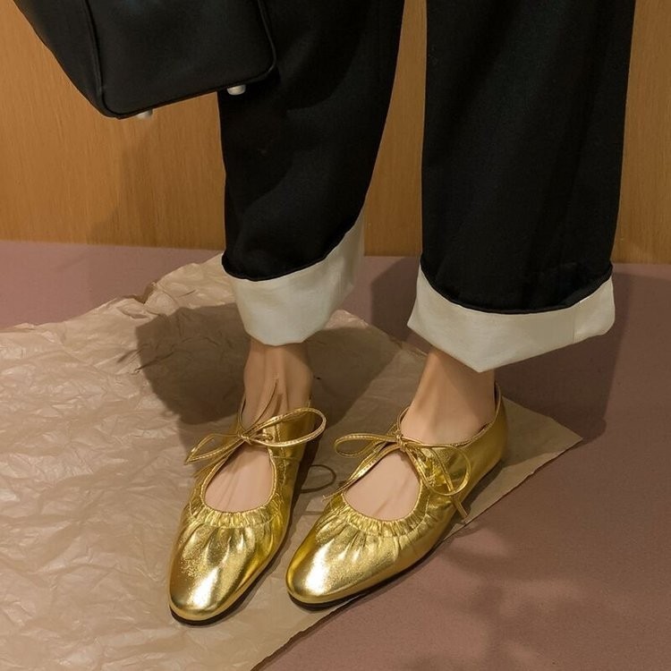 ผู้หญิงรองเท้าแบน Mary Jane Soft-Soled รองเท้า PU Slip-On