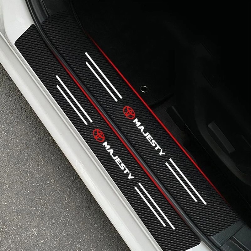 9 ชิ้นสําหรับ Toyota Majesty รถประตู Sill Anti-Scratch หนังคาร์บอนไฟเบอร์สติกเกอร์อุปกรณ์เสริม