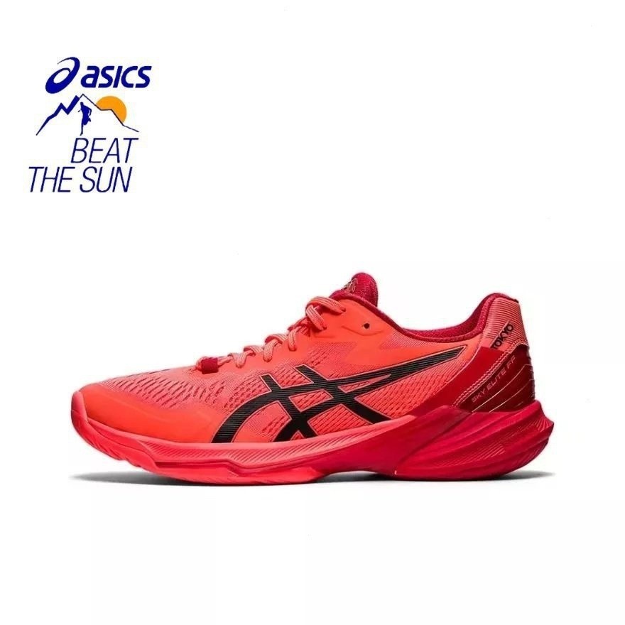 Asics Sky elite FF 2 โตเกียวสีดําสีแดงทนต่อการขัดถูรองเท้าฟุตบอลต่ํา