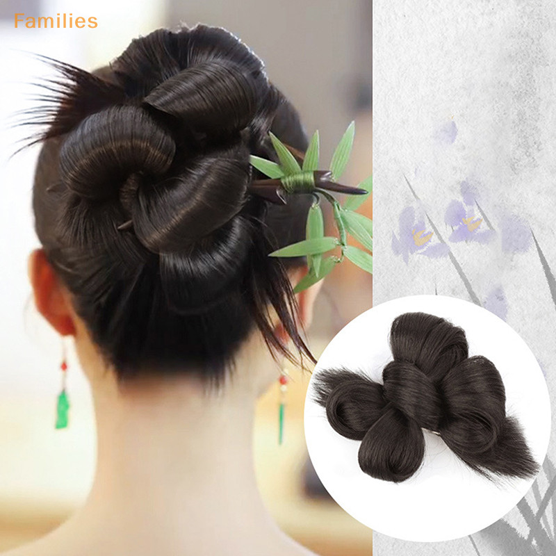 ครอบครัว> ใหม่สไตล์จีนหัวบอลดอกไม้หัวหน่อ ฮันฟู สไตล์โบราณวิกผมกระเป๋าผมเจ้าสาวบุญวิกผมแหวนผมดี