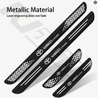 4pcs Toyota Yaris Cross รถสแตนเลสเกณฑ์แถบประตูรถ Sill โลหะยินดีต้อนรับ Pedal Auto ตกแต่งสติกเกอร์จัดแต่งทรงผมสําหรับ Yaris Cross AC200 GS HEV TRD GR กีฬา