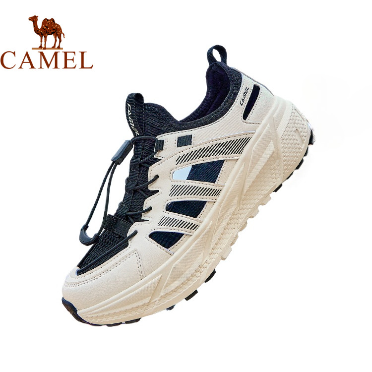 Camel รองเท้าแตะกีฬาสําหรับผู้ชายและผู้หญิงฤดูร้อนชายหาดน้ําสตรีมมิ่งสีดํา Breathable Soft-soled Crocs Cushioned รองเท้า