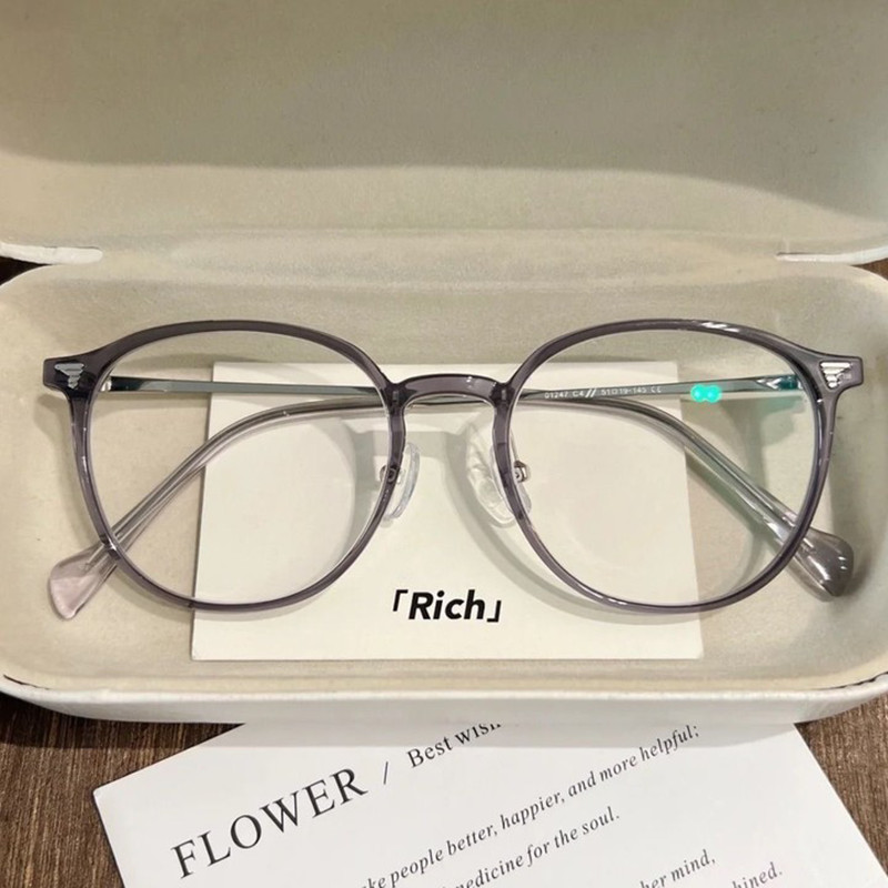 👓แว่นตาแฟชั่นผู้หญิง👓 -50~550° แว่นสายตาสั้น แว่นตาป้องกันสีฟ้า ใบหน้าธรรมดาเป็นสีขาว 1104