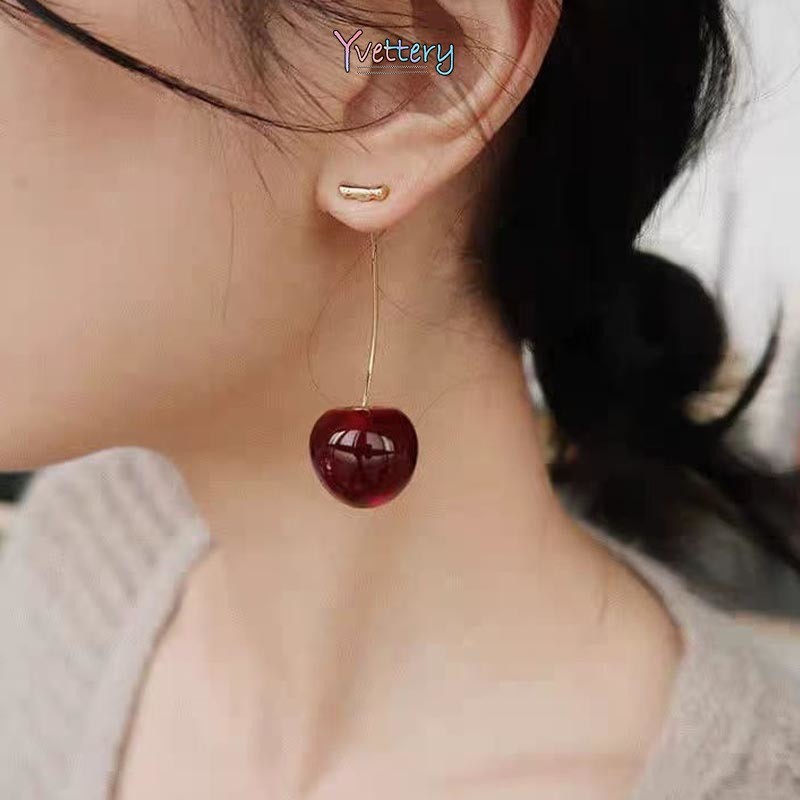 ร้านค้าไทย🔥ต่างหูจี้เชอร์รี่ยาว สีแดงหวานสไตล์เกาหลีแฟชั่นระดับไฮเอนด์เครื่องประดับสำหรับผู้หญิงของขวัญไม่แพ้ง่าย.COD - รูปที่ 3