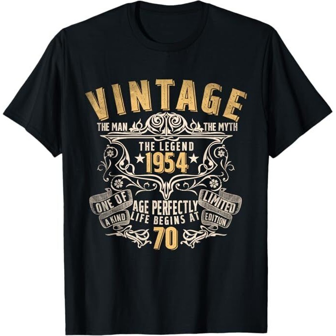 70 ปี Old Vintage 1954 Man Myth Legend 70Th Birthday เสื้อยืด