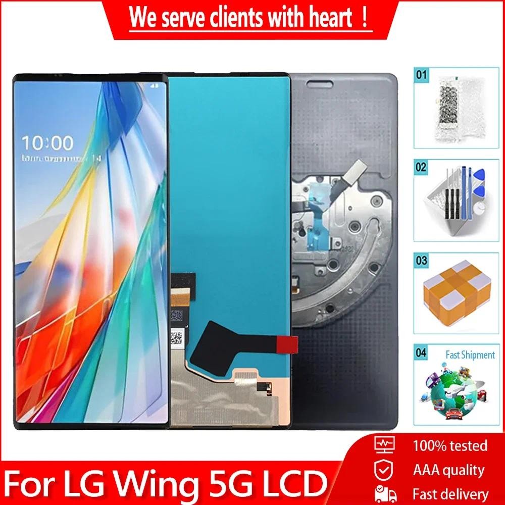 Original P-OLED สําหรับ LG Wing 5G LMF100N LM-F100N LM-F100V LM-F100 จอแสดงผล LCD สําหรับ Wing 5G รอ
