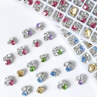 Nail Art Rhinestone สติ๊กเกอร์ติดเล็บตกแต่งคริสตัลเพชร DIY เครื่องประดับแก้วเงา 10 ชิ้น
