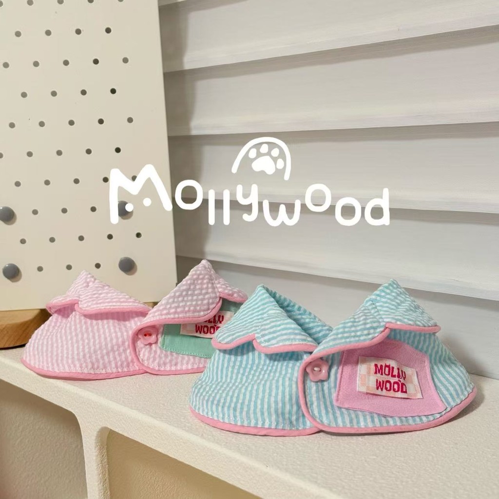 Mollywood Blue White Stripes Pet Saliva Towel Bib ชุดนอนน่ารัก
