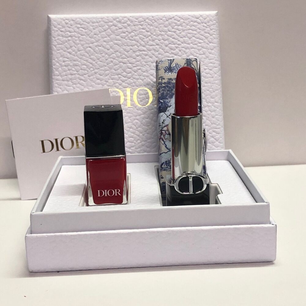 Dior Rouge colour couture ลิปสติกเฉดสี 999 & Gel Effect Nail Polish Gift Set