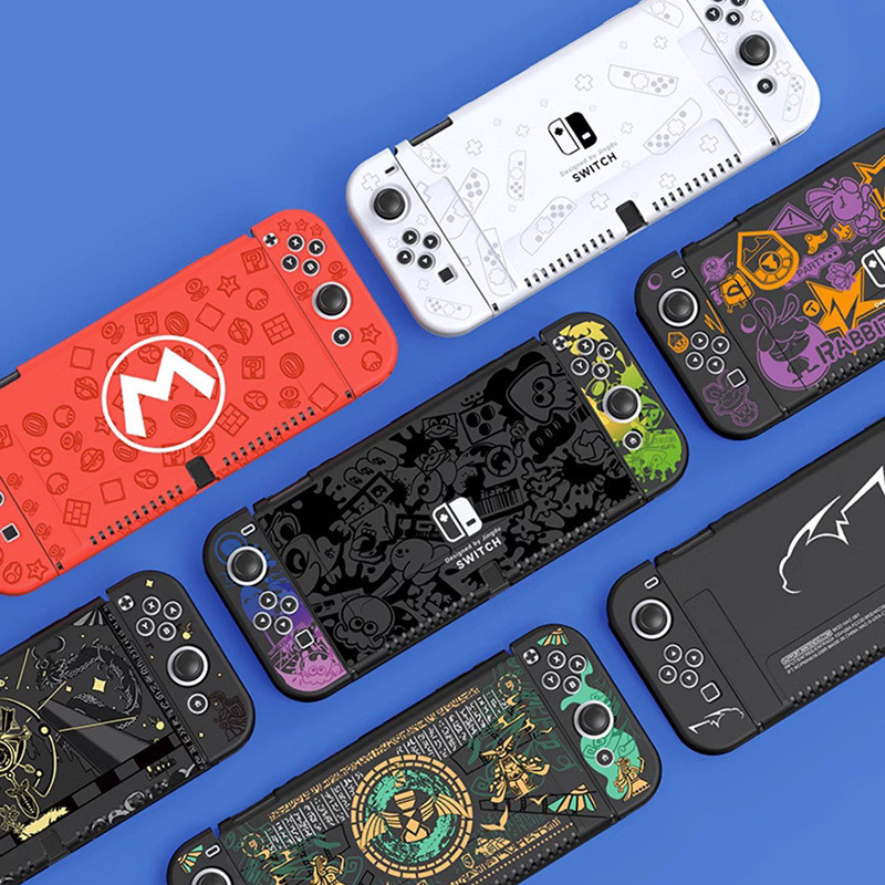 เคสป้องกัน Nintendo Switch เคสซิลิโคน NS เคสป้องกัน OLED เคสป้องกันแบบด้าน ด้ามจับแบบเต็ม นุ่ม