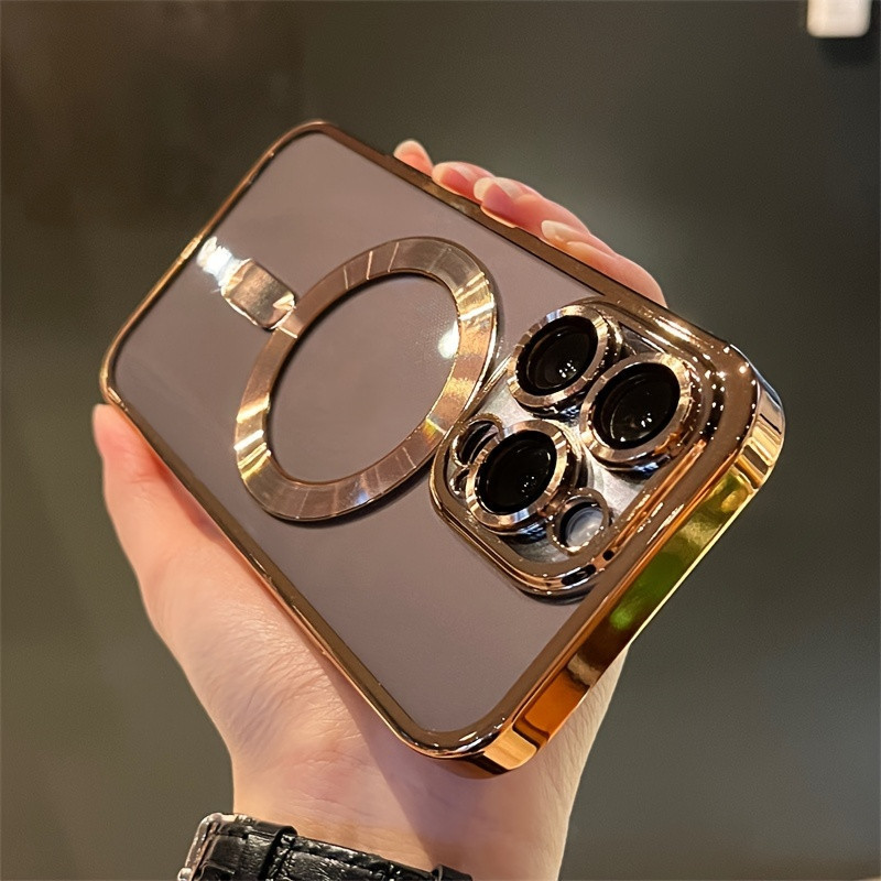 หรูหราโปร่งใสแม่เหล็กเคสโทรศัพท์เหมาะสําหรับ 15ProMax 11 12 13 14 15 16 Pro Max 7 8 Plus SE2 X XS XR XS Max โปร่งใสชุบซิลิโคน