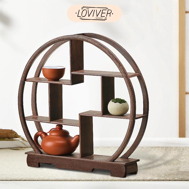 LOVIVER ขาตั้งจอแสดงผลไม้รอบหัตถกรรมชั้นวางจอแสดงผลสําหรับสํานักงานร้านค้าโต๊ะ