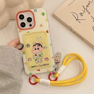 🎈wow🎈ชุดการ์ตูนตลกตลก เคส ชินจัง Bracelet นุ่ม เคสiPhone 11 13 14 15 12 Pro Max 7Plus XR X XS Max 7 8 14 15 Plus