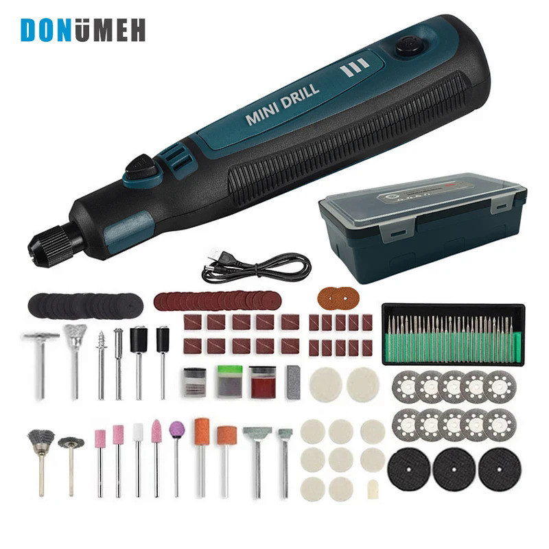 ดอนูเมห์ สว่านไฟฟ้าไร้สาย เครื่องเจียร เครื่องมือโรตารี Dremel แบตเตอรี่ชาร์จได้ งานไม้ การแกะสลัก ป